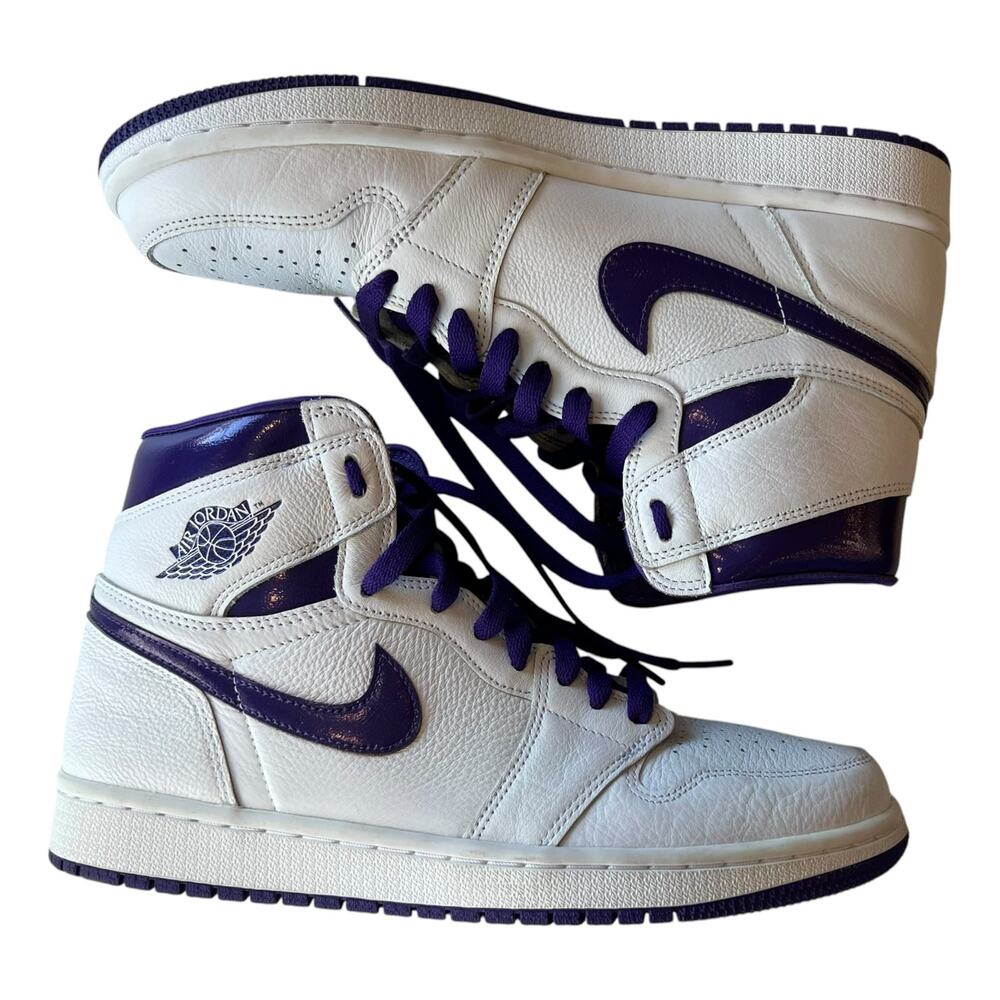 Nike Air Jordan 1 Mid 1985 Court Purple White Sneakers Wmns 10 Men 8.5